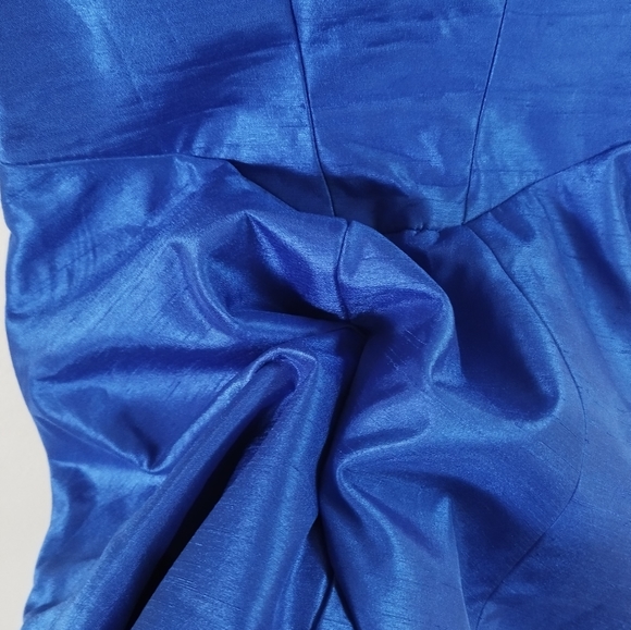 XS-S Royal Blue off the shoulder satin dress - Picture 5 of 5